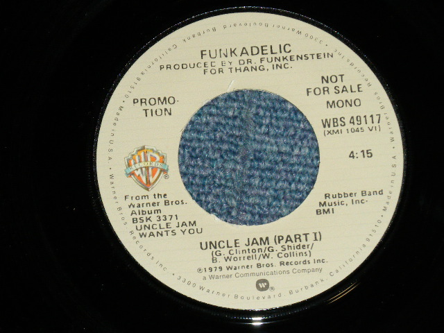 画像: FUNKADELIC - UNCLE JAM  ( PROMO Only  SAME FLIP MONO & STEREO ) ( MINT-/MINT-)  / 1979 US AMERICA ORIGINAL"PROMO ONLY"  Used 7" Single 