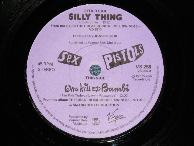 画像: SEX PISTOLS -SILLY THING : WHO KILLED BAMBI ( Ex++/Ex+ )  / 1979  UK ENGLAND  ORIGINAL Used 7" Single with PICTURE SLEEVE 