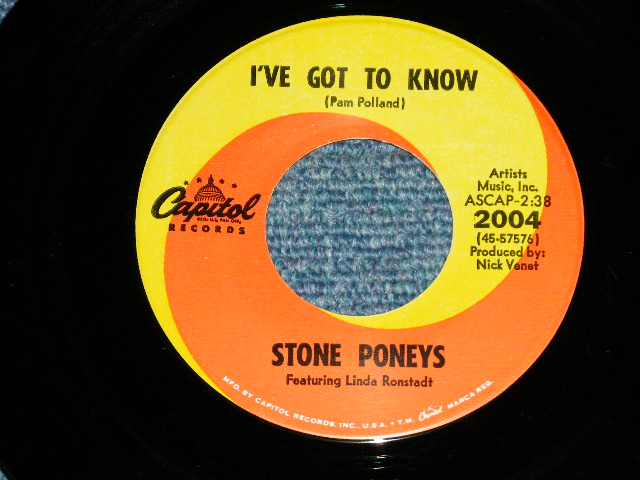 画像: STONE PONEYS ( feat. LINDA RONSTADT) - DIFFERENT DRUM : I'VE GOT TO KNOW ( Ex/Ex ) / 1967 US AMERICA ORIGINAL Used 7" Single 
