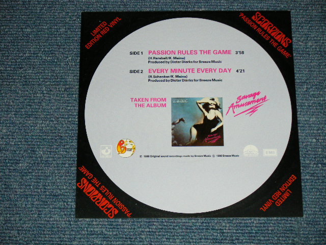 画像: SCORPIONS - PASSION RULES THE GAME : EVERY MINUTE EVERY DAY  (MINT-/MINT-)  / 1988 UK ENGLAND  ORIGINAL Limited "RED WAX Vinyl"  Used 7" Single 