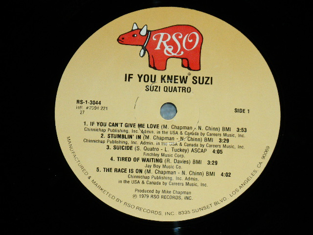 画像: SUZI QUATRO - IF YOU KNEW SUZI ... ( Ex++/MINT- )    / 1979  US AMERICA ORIGINAL Used LP 