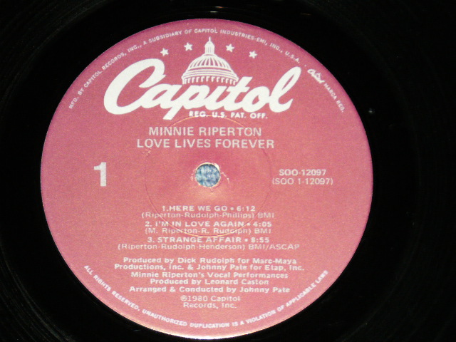 画像: MINNIE RIPERTON - LOVE LIVES FOREVER  ( Ex++/Ex+++)  DACO / 1980  US AMERICA  ORIGINAL Used  LP   