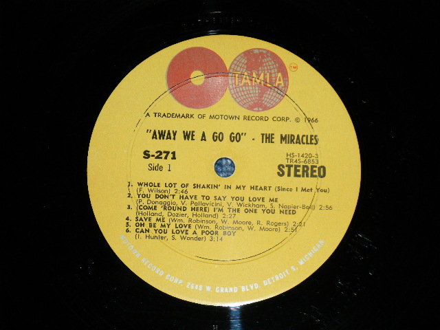 画像: SMOKEY ROBINSON and The MIRACLES - AWAY WE A GO GO (Ex+++/Ex+++) / 1966 US AMERICA ORIGINAL STEREO   Used LP