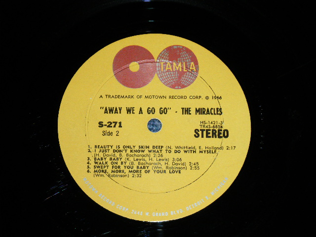 画像: SMOKEY ROBINSON and The MIRACLES - AWAY WE A GO GO (Ex+++/Ex+++) / 1966 US AMERICA ORIGINAL STEREO   Used LP