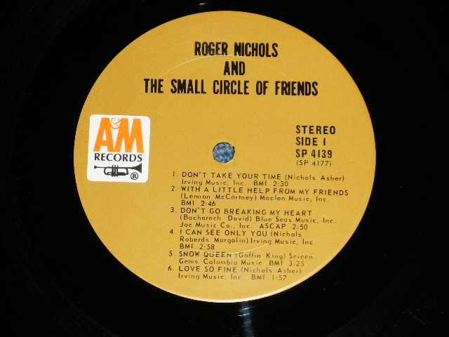 画像: ROGER NICHOLS & SMALL CIRCLE OF FRIENDS -  ROGER NICHOLS & SMALL CIRCLE OF FRIENDS ( Ex+++/Ex+++ Looks:Ex++  BB Hole )  / 1968 US AMERICA ORIGINAL   Used LP 
