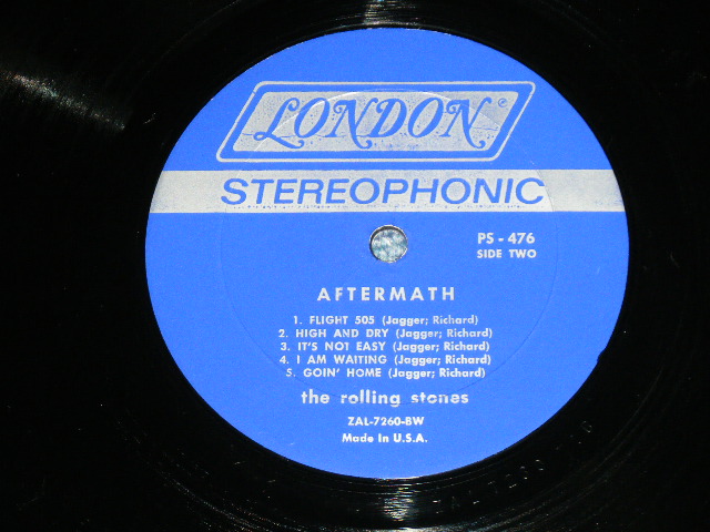 画像: ROLLING STONES - AFTERMATH ("STEREO PS-476" & "LONDON" Logo on Top Frony Cover &  "NO Credit at BOTTOM Label" )   ( Matrix # ZAL 7259-1A / ZAL 7260- 1B) ( MINT-/MINT- )  / 1966 US AMERICA ORIGINAL "BOXED LONDON BLUE Label" STEREO   Used LP 