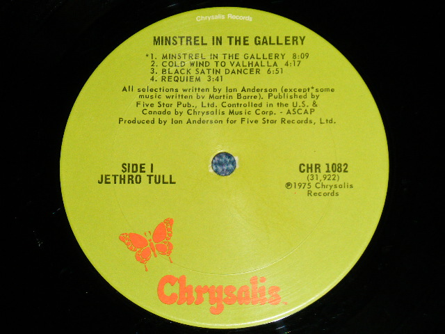 画像: JETHRO TULL - MINSTREL IN THE GALLERY  ( Ex+/Ex+++ ) / 1975 US AMERICA ORIGINAL "GREEN Label" Used L