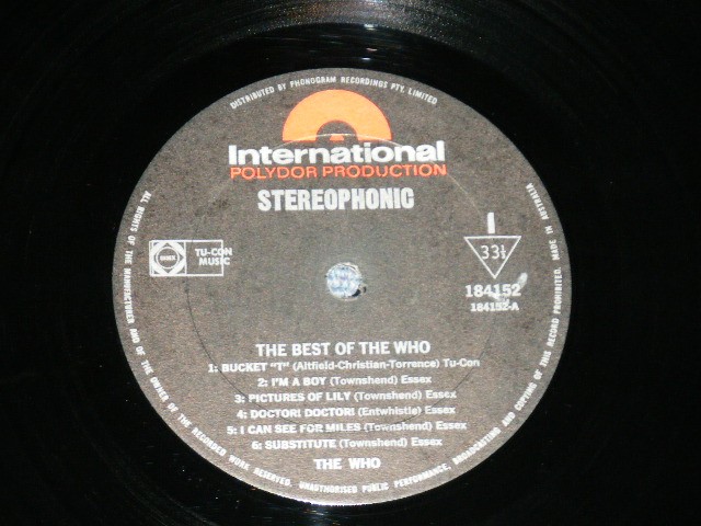 画像: THE WHO  - THE BEST OF THE WHO ( Ex+++/MINT- ) / 1960's? AUSTRALIA ORIGINAL?  Used  LP 