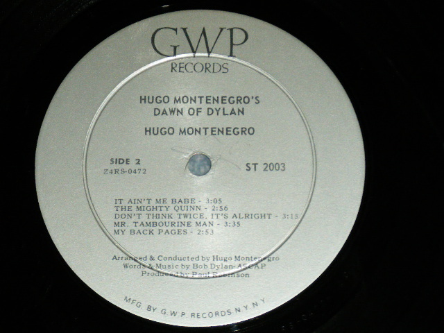 画像: HUGO MONTENEGRO - HUGO MONTENEGRO 'S DAWN OF DYLAN : BOB DYLAN SONG BOOK ( Ex+/Ex+++)  / 1969? US AMERICA  ORIGINAL Used  LP 