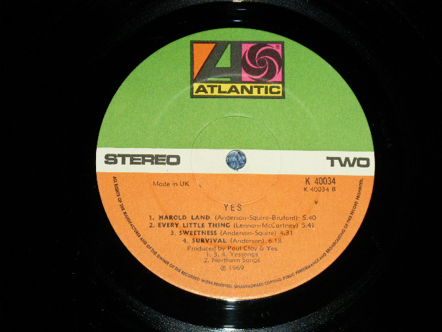 画像: YES -  YES : With INSERTS ( Matrix # K-40034-A2/K-40034-B 588190 B//1 ) ) ( Ex+++/MINT-)   / 197?  UK ENGLAND REISSUE " RED & GREEN Label" Used LP  