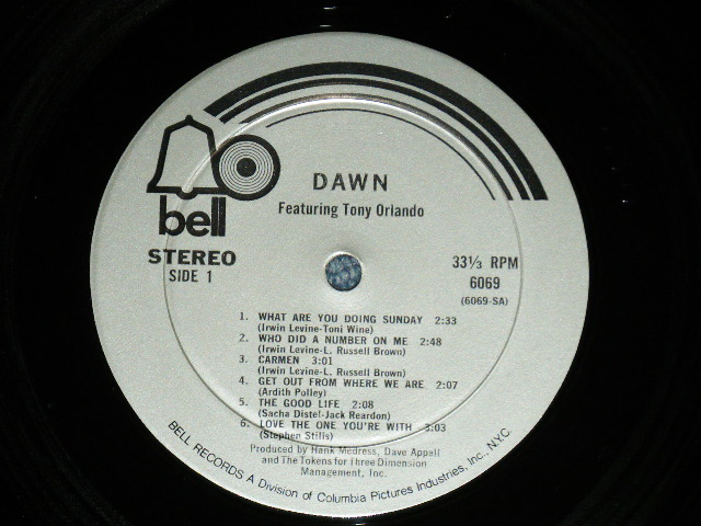 画像: DAWN featuring TONY ORLANDO  - DAWN : Including WHAT ARE YOU DOING SUNDAY? ( Ex+/Ex+++) / 1974? US AMERICA ORIGINAL Used  LP 