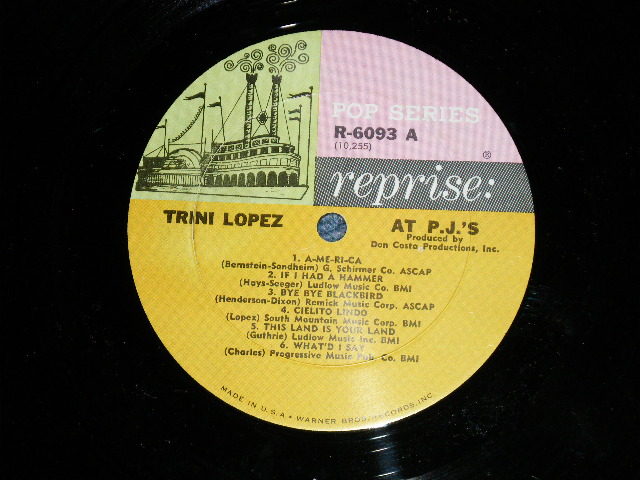 画像: TRINI LOPEZ - AT PJ'S  ( Ex++/Ex+++ ) / 1963 US AMERICA ORIGINAL 1st Press "MULTI COLOR Label" MONO Used  LP 