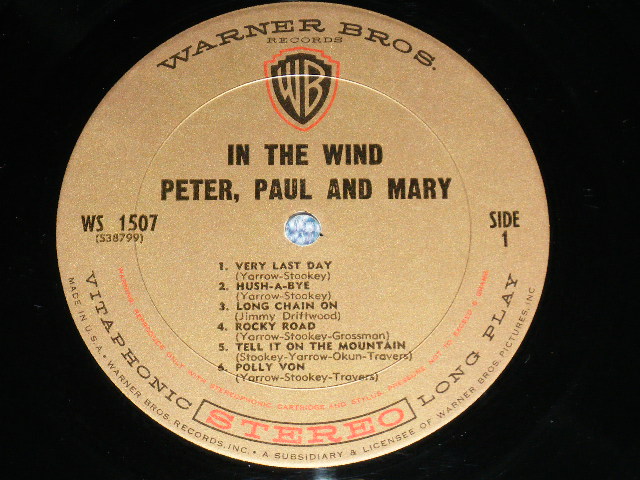 画像: PP&M PETER PAUL & MARY - IN THE WIND (Ex++/Ex+++ : STAPOBC) / 1963 US AMERICA ORIGINAL 1st Press "GOLD Label" "STEREO" Used  LP 