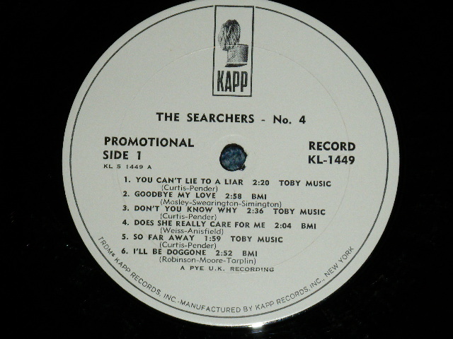 画像: THE SEARCHERS - No.4  ( Ex/Ex+,Ex+++ Looks:Ex++ ) / 1965 US AMERICA ORIGINAL "WHITE LABEL PROMO" "MONO" Used LP 