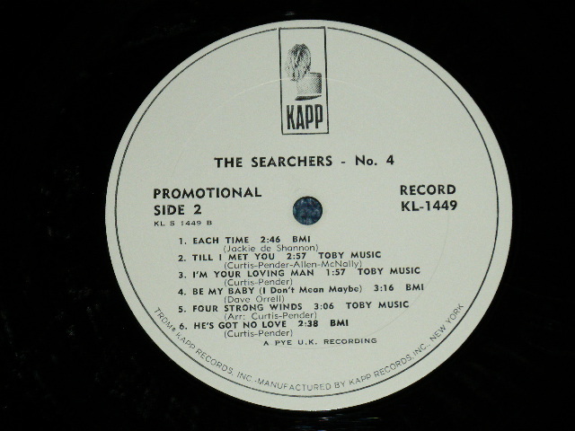 画像: THE SEARCHERS - No.4  ( Ex/Ex+,Ex+++ Looks:Ex++ ) / 1965 US AMERICA ORIGINAL "WHITE LABEL PROMO" "MONO" Used LP 