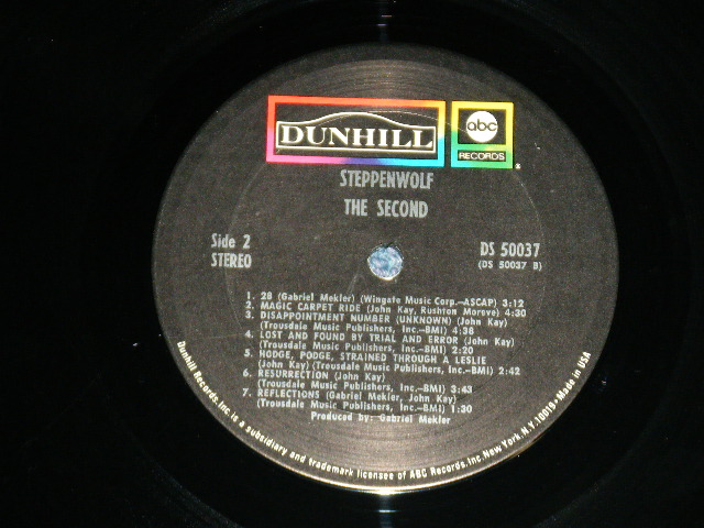 画像: STEPPENWOLF - THE SECOND (  "UN-GLOSSY Label" ) (Matrix # A-1A /B-1A)  ( Ex+++/MINT- / 1968 US AMERICA ORIGINAL Used LP 