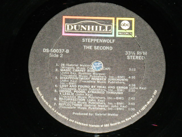 画像: STEPPENWOLF - THE SECOND (  "UN-GLOSSY Label" ) (Matrix # A /B )  ( Ex++/Ex+++ ) / 1968 US AMERICA ORIGINAL Used LP 