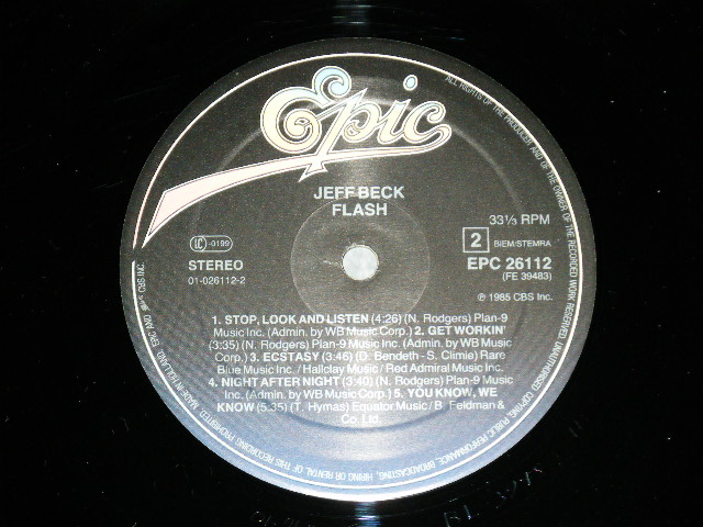 画像: JEFF BECK - FLASH  ( 2A/1B) ( MINT-/MINT-) / 1985  UK ENGLAND ORIGINAL Used LP 