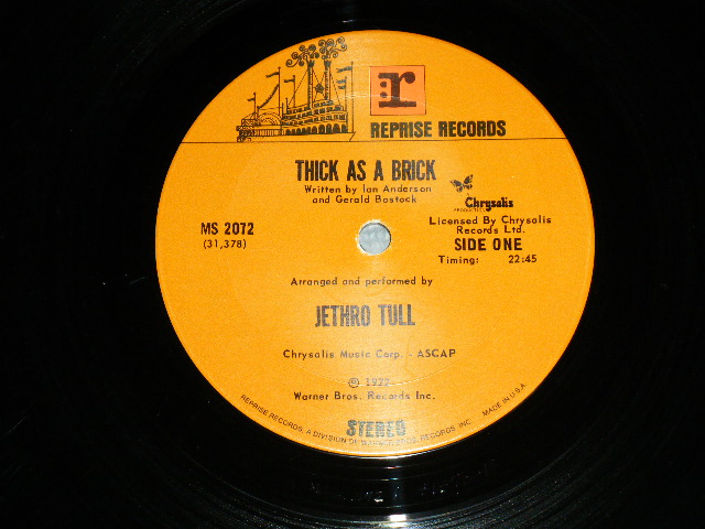 画像: JETHRO TULL - THICK AS A BRICK  ( Ex++/Ex++) /  1972 US AMERICA  ORIGINAL "BROWN  Label"  Used LP 