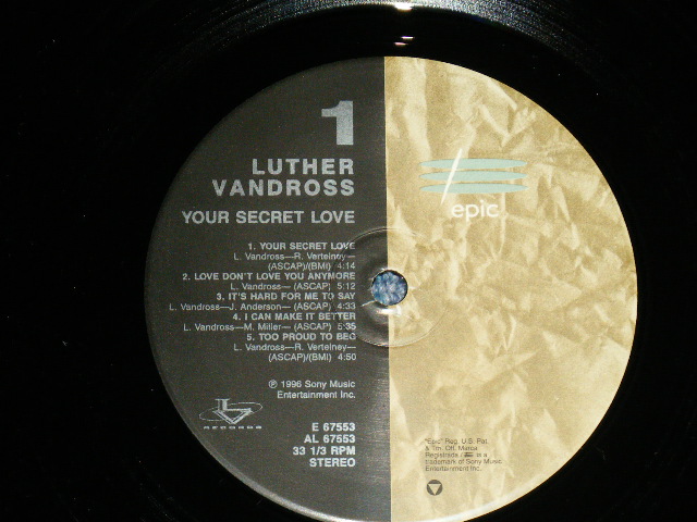 画像: LUTHER VANDROSS - YOUR SECRET LOVE  ( MINT/MINT)  / 1996 US AMERICA ORIGINAL Used  LP    