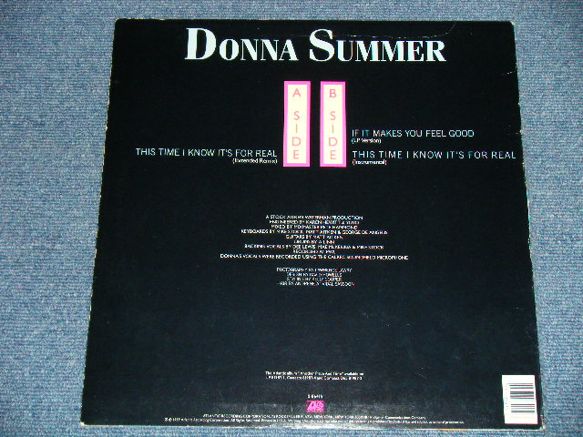 画像: DONNA SUMMER - THIS TIME I KNOW IT'S FOR REAL ( Ex+/Ex)  / 1989 US AMERICA ORIGINAL Used  12"     