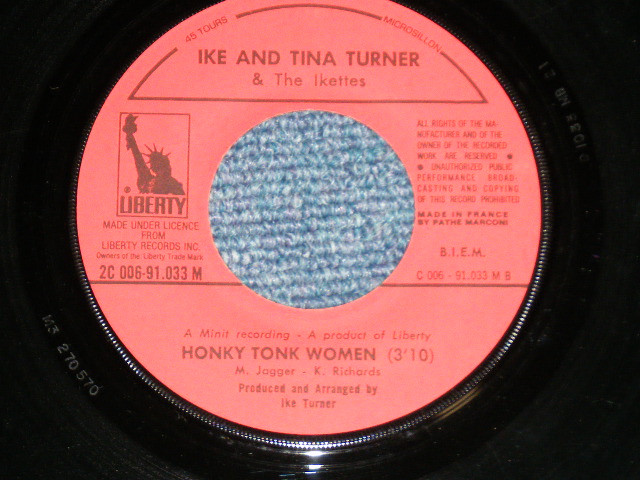 画像: IKE & TINA TURNER - COME TOGETHER : HONKY TONK WOMEN ( Ex+/Ex++ )  / 1970? FRANCE  ORIGINAL Used  7"Single  With PICTURE  SLEEVE 