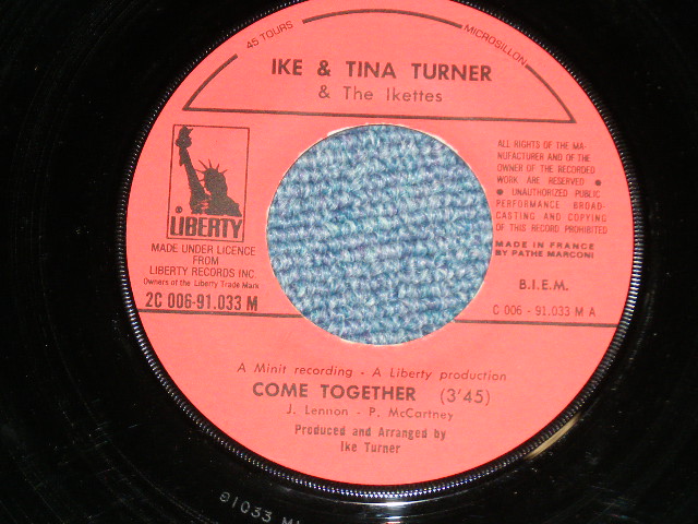 画像: IKE & TINA TURNER - COME TOGETHER : HONKY TONK WOMEN ( Ex+/Ex++ )  / 1970? FRANCE  ORIGINAL Used  7"Single  With PICTURE  SLEEVE 