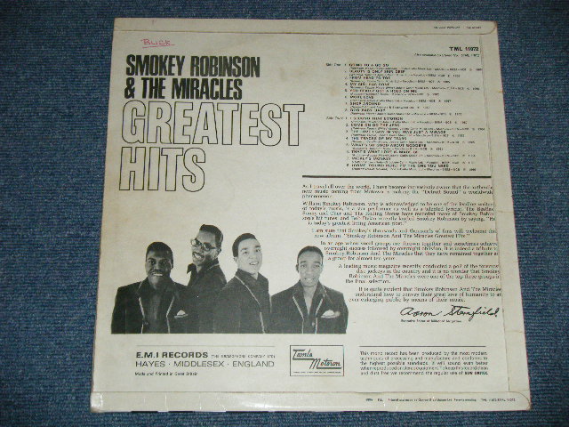 画像: SMOKEY ROBINSON and The MIRACLES -GREATEST HITS  ( Matrix # A-1/B-1) (Ex++/Ex++  ) / 1968 UK ENGLAND ORIGINAL MONO Used  LP