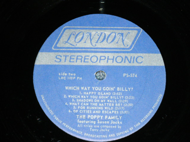 画像: THE POPPY FAMILY feat. SUSAN JACKS - WHICH WAY YOU GOIN' BILLY?  ( POP PSYCHE) ( Ex/Exlll)  / 1969 US AMERICA ORIGINAL Used LP 