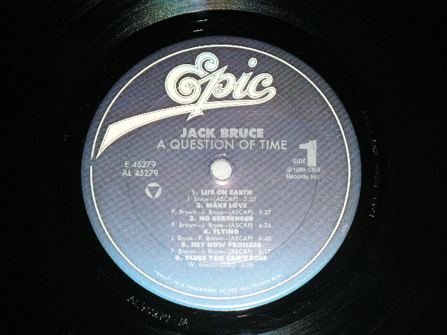 画像: JACK BRUCE of CREAM - A QUESTION OF TIME ( Ex++/MINT- )  / 1989 US AMERICA ORIGINAL Used  LP