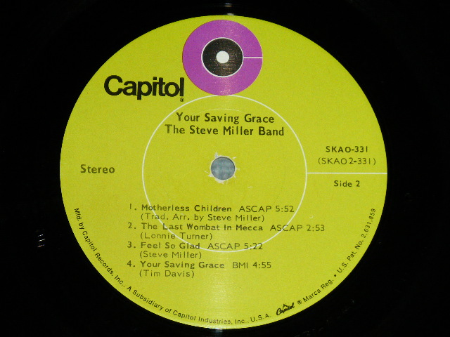 画像: STEVE MILLER BAND - YOUR SAVING GRACE ( Ex-/Ex++ ) / 1969 US AMERICA ORIGINAL "LIME GREEN with 'C' ON TOP Label" Used LP 
