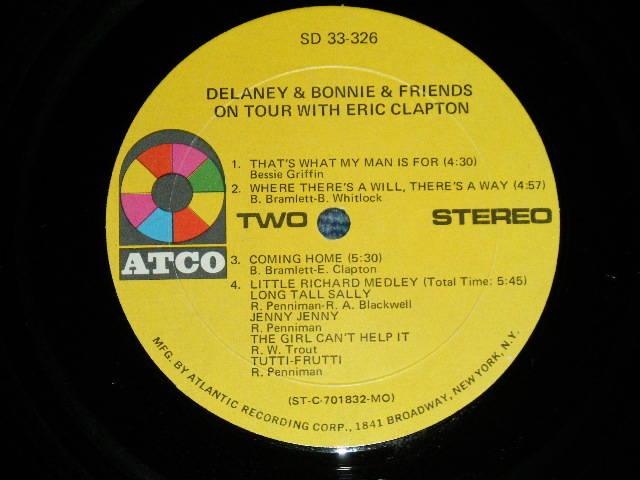 画像: DELANEY & BONNIE & FRIENDS - ON TOUR WITH ERIC CLAPTON (Matrix # ST-C-701831-B B MO △14630 /ST-C-701832-B B MO △14630 -x )   ( Ex+++/Ex+++ : EDSP)    / 1970 US AMERICA  1st Press"1841 BROADWAY Logo at Bottom Label" Used LP 