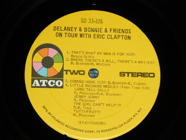 画像: DELANEY & BONNIE & FRIENDS - ON TOUR WITH ERIC CLAPTON (Matrix # ST-C-701831-B-1/ST-C-701832-B-1 )   ( MINT-/MINT-)    / 1974 ?  Version US AMERICA  2nd Press"Large 75 ROCKFELLER Logo on Bottom Label" Used LP 