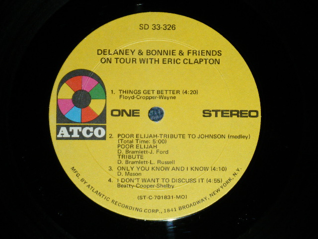 画像: DELANEY & BONNIE & FRIENDS - ON TOUR WITH ERIC CLAPTON (Matrix # ST-C-701831-B B MO △14630 /ST-C-701832-B B MO △14630 -x )   ( Ex+++/Ex+++ : EDSP)    / 1970 US AMERICA  1st Press"1841 BROADWAY Logo at Bottom Label" Used LP 