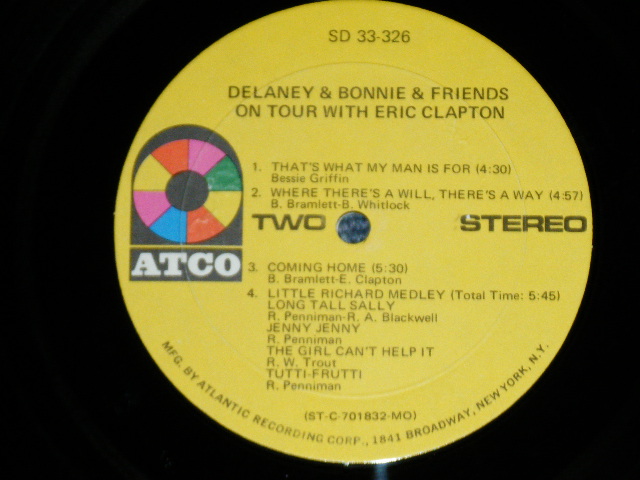 画像: DELANEY & BONNIE & FRIENDS - ON TOUR WITH ERIC CLAPTON (Matrix # ST-C-701831-B B MO △14630 /ST-C-701832-B B MO △14630 -x )   ( Ex+++/MINT- Looks:Ex+++ : Cut out )    / 1970 US AMERICA  1st Press"1841 BROADWAY Logo at Bottom Label" Used LP 
