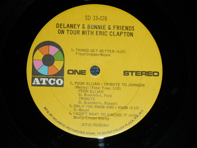 画像: DELANEY & BONNIE & FRIENDS - ON TOUR WITH ERIC CLAPTON (Matrix # ST-C-701831-B-1/ST-C-701832-B-1 )   ( Ex/Ex+++ : Cut out,Tape seam,WOBC )    / 1974 ?  Version US AMERICA  2nd Press"Large 75 ROCKFELLER Logo on Bottom Label" Used LP 