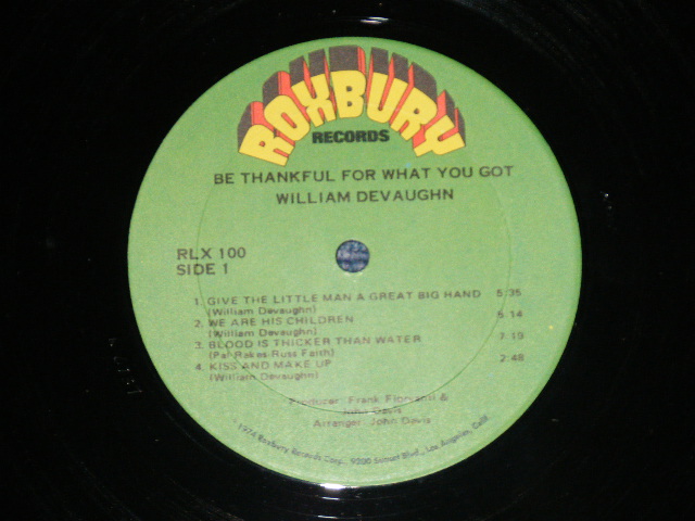 画像: WILLIAM DeVAUGHN - BE THANKFUL FOR WHAT YOU GOT  ( Ex+/Ex+++ : EDSP)   / 1974 US AMERICA ORIGINAL Used LP