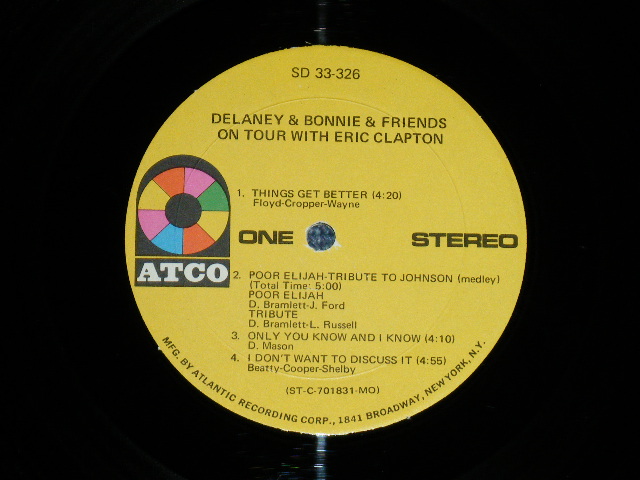 画像: DELANEY & BONNIE & FRIENDS - ON TOUR WITH ERIC CLAPTON (Matrix # ST-C-701831-B B MO/ST-C-701832-B B MO  )   ( Ex+++/Ex+++)    / 1970 US AMERICA  1st Press"1841 BROADWAY Logo at Bottom Label" Used LP 