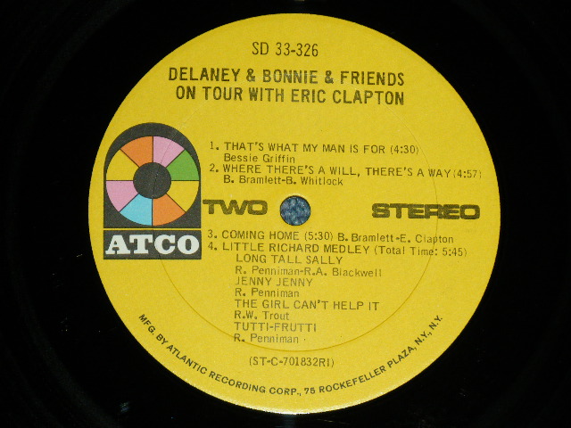 画像: DELANEY & BONNIE & FRIENDS - ON TOUR WITH ERIC CLAPTON (Matrix # ST-C-701831-B-1/ST-C-701832-B-1 )   ( Ex/Ex+++ : Cut out,Tape seam,WOBC )    / 1974 ?  Version US AMERICA  2nd Press"Large 75 ROCKFELLER Logo on Bottom Label" Used LP 
