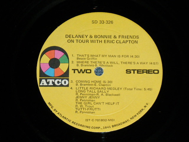 画像: DELANEY & BONNIE & FRIENDS - ON TOUR WITH ERIC CLAPTON (Matrix # ST-C-701831-B B MO/ST-C-701832-B B MO  )   ( Ex+++/Ex+++)    / 1970 US AMERICA  1st Press"1841 BROADWAY Logo at Bottom Label" Used LP 