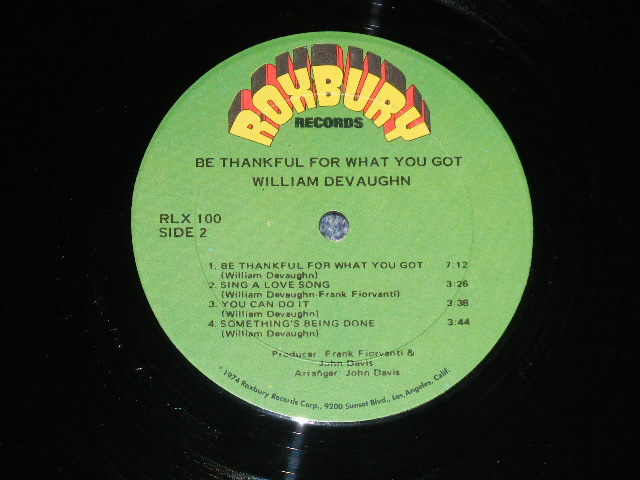 画像: WILLIAM DeVAUGHN - BE THANKFUL FOR WHAT YOU GOT  ( Ex+/Ex+++ : EDSP)   / 1974 US AMERICA ORIGINAL Used LP