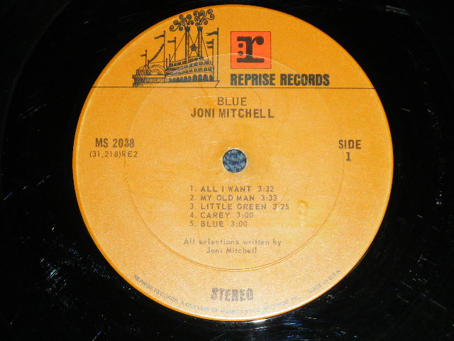 画像: JONI MITCHELL  - BLUE ( Matrix # : MS 2038  31218(RE-2)-2/ MS 2038  31219(RE-2)-2 )(VG/Ex++ )   / 1970  US AMERICA ORIGINAL "1st Press STEREO at Bottom Label" Used  LP