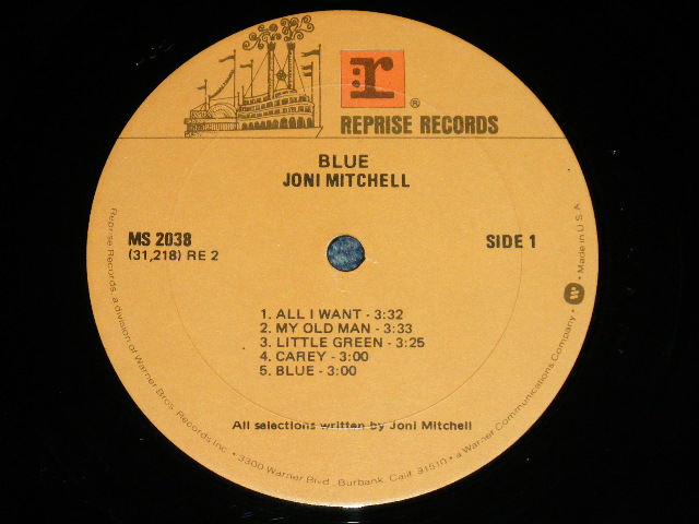 画像: JONI MITCHELL  - BLUE ( Matrix # : MS-1-2038-G2/ MS-2-2038 -G1)(VG+/Ex++ :WTRDMG )   / 1970  US AMERICA ORIGINAL "2nd Press NON  STEREO Credit at Bottom Label" Used  LP