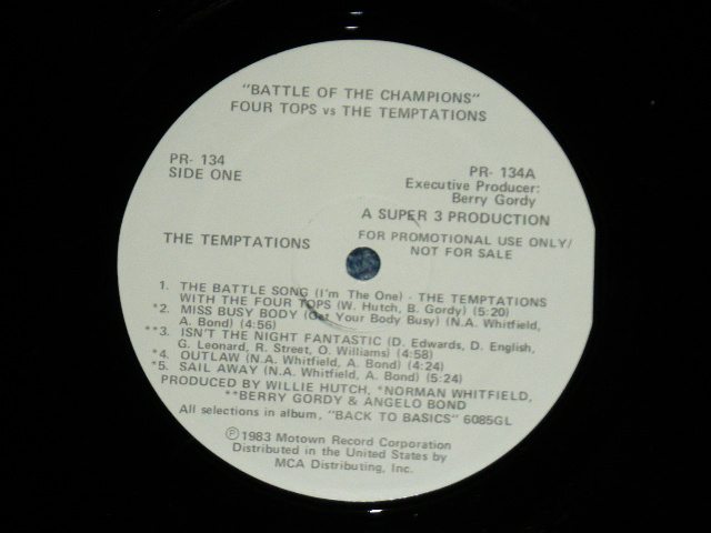 画像: The TEMPTATIONS / The FOUR TOPS - The BATTLE OF THE CHAMPIONS ( Ex+/MINT- ) / 1983   US AMERICA ORIGINAL "PROMO ONLY" Used  LP 