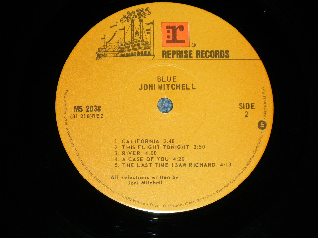 画像: JONI MITCHELL  - BLUE ( Matrix # : MS-1-2038 RE-2 LW3#1/ MS-2-2038 RE-2 JW7#2) ( Ex+,Ex++ / Ex++ Looks:MINT- )   / 1970  US AMERICA ORIGINAL "2nd Press NON  STEREO Credit at Bottom Label" Used  LP