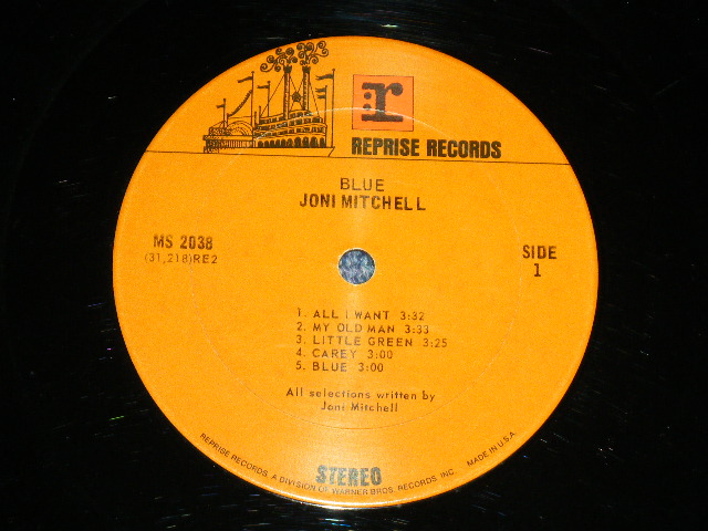 画像: JONI MITCHELL  - BLUE ( Matrix # : MS 2038  31218(RE-2)-2B/ MS 2038  31219(RE-2)-2A )(Ex/Ex+ )   / 1970  US AMERICA ORIGINAL "1st Press STEREO at Bottom Label" Used  LP