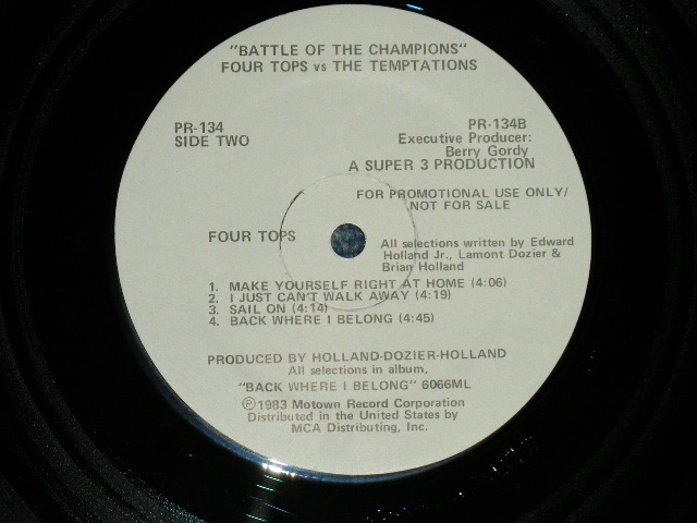 画像: The TEMPTATIONS / The FOUR TOPS - The BATTLE OF THE CHAMPIONS ( Ex+/MINT- ) / 1983   US AMERICA ORIGINAL "PROMO ONLY" Used  LP 