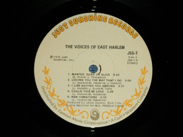 画像: The VOICES OF EAST HARLEM (with CURTIS MAYFIELD,LEROY HUTSON...)  - The VOICES OF EAST HARLEM   ( Ex+/Ex++ Looks: Ex+)  / 1973 US AMERICA  ORIGINAL  Used  LP 