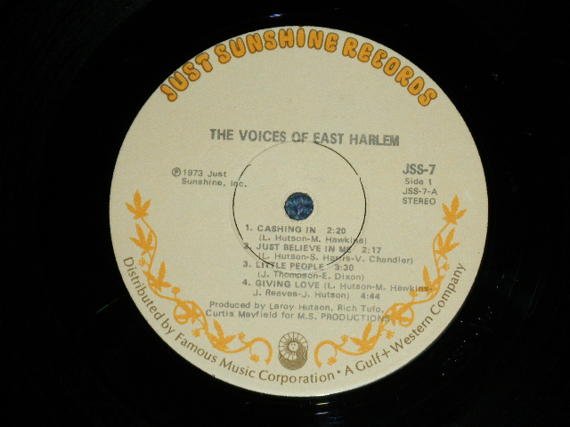画像: The VOICES OF EAST HARLEM (with CURTIS MAYFIELD,LEROY HUTSON...)  - The VOICES OF EAST HARLEM   ( Ex+/Ex++ Looks: Ex+)  / 1973 US AMERICA  ORIGINAL  Used  LP 