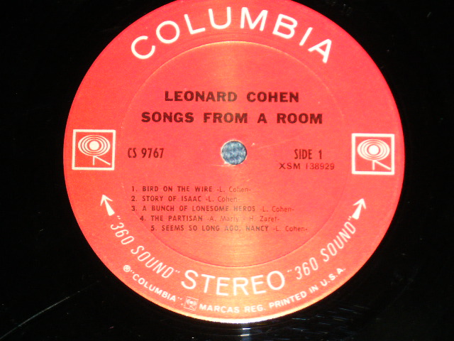 画像: LEONARD COHEN - SONGS FROM A ROOM  ( Ex+/Ex+++ Looks:Ex+++) / 1969 US AMERICA ORIGINAL "360 SOUNDLabel" STEREO Used LP 